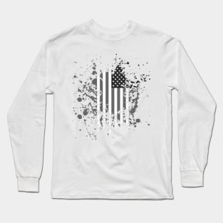 Monochrome American Flag Splash Long Sleeve T-Shirt